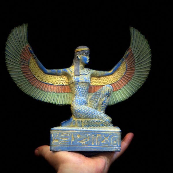 Winged Isis Goddess Statue – Blue Egyptian Sculpture of Protection, Love & Beauty | Egyptian Mythology | in Egypt - صورة إضافية 2