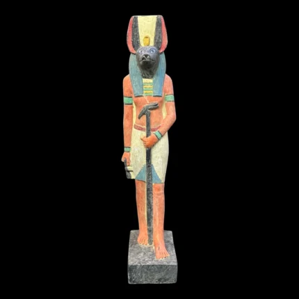 Hand-Painted Anubis Limestone Statue: 40 cm Egyptian Museum Replica