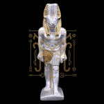 Handmade Silver Anubis Statue, Egyptian God of Afterlife, Gold Detail