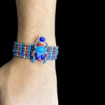 Handmade Sterling Silver Scarab Bracelet: Lapis Lazuli, Egyptian Revival
