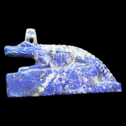 Lapis Lazuli Amulet, Egyptian God Sobek Crocodile Pendant