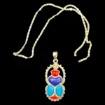 Scarab-amulet-necklace silver inlaid with lapis lazuli stone-Egyptian pendant