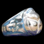 Sterling Silver Egyptian Ring: Lotus Flower & Red Coral Stone