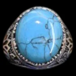 Sterling Silver Ring, Turquoise Gemstone, Egyptian Lotus Flower Design