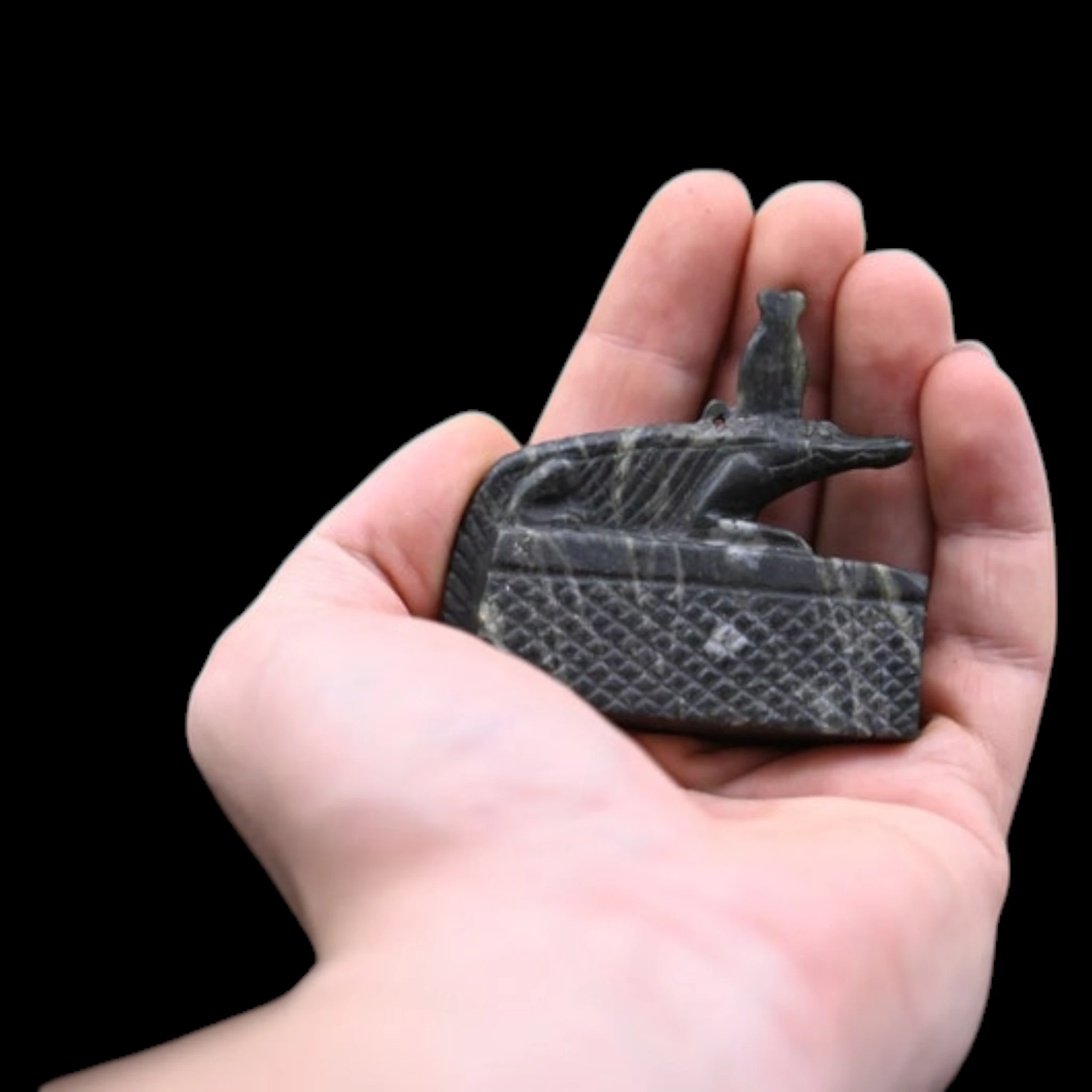 Stone Amulet - Egyptian Crocodile God Sobek Pendant6 Stone Amulet - Egyptian Crocodile God Sobek Pendant - Image 1