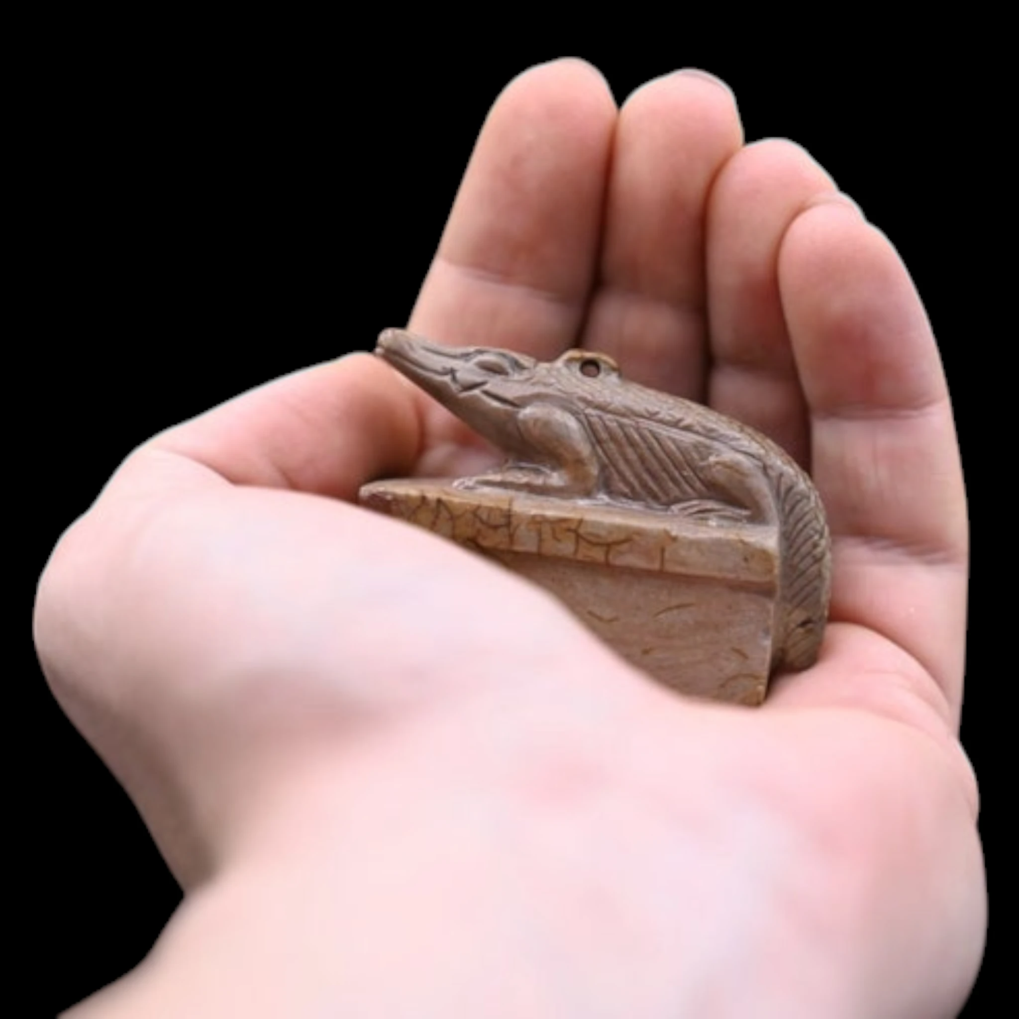 Stone Sobek Amulet – Ancient Egyptian Crocodile God Pendant1 Stone Sobek Amulet – Ancient Egyptian Crocodile God Pendant - Image 1